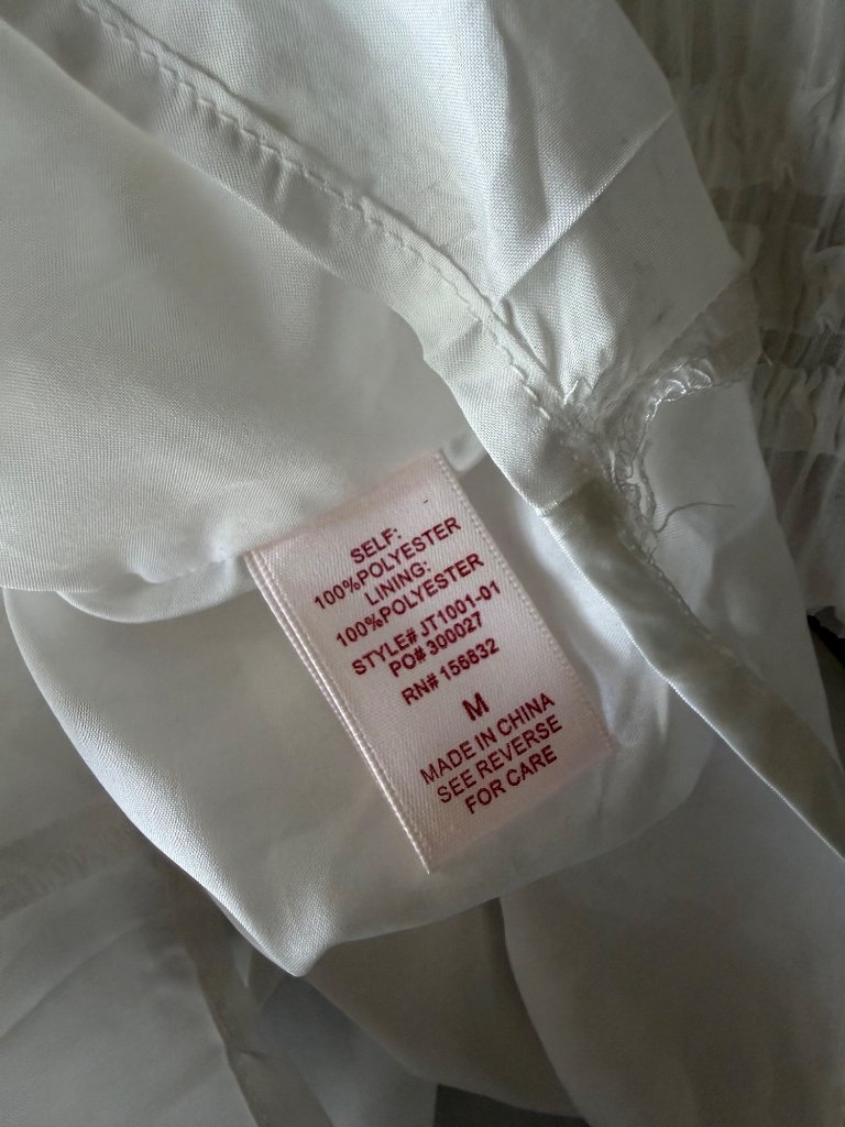 Shop Stevie White Ruffle Sleeve Textured Blouse Size Medium Nwt — image 3 of 5